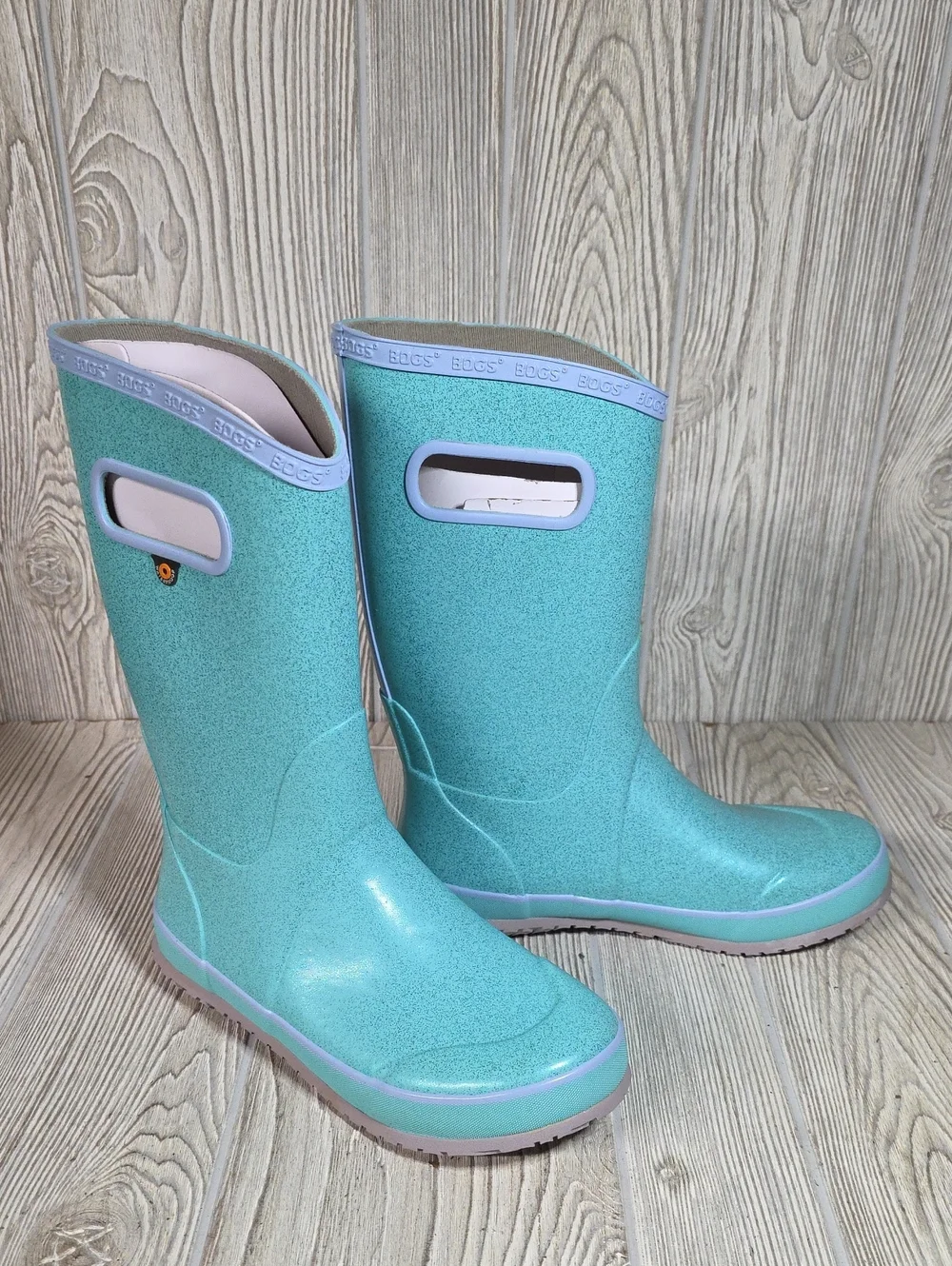 Bogs Rainboot Glitter Waterproof Blue Rain Boots Youth Size 6 NEW